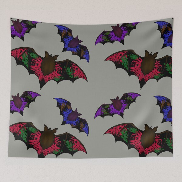 Item preview, Halloween bats and multicolored chrysanthemums designed and sold by BV-creas.