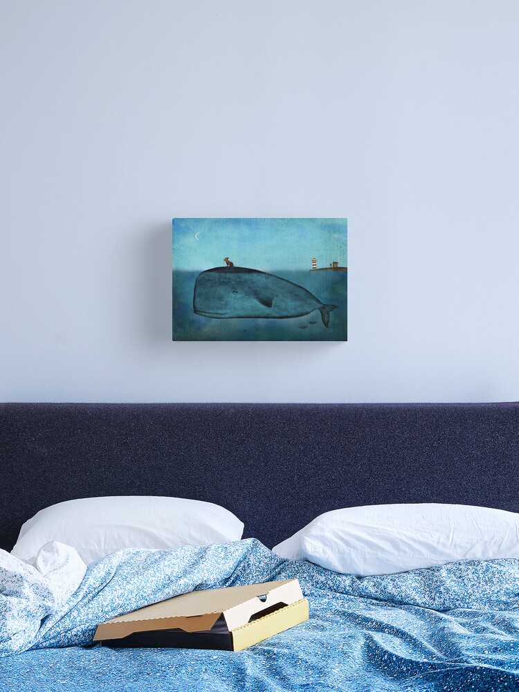 Thumbnail 2 of 3, Canvas Print, Whale and dog watercolor designed and sold by taoart.