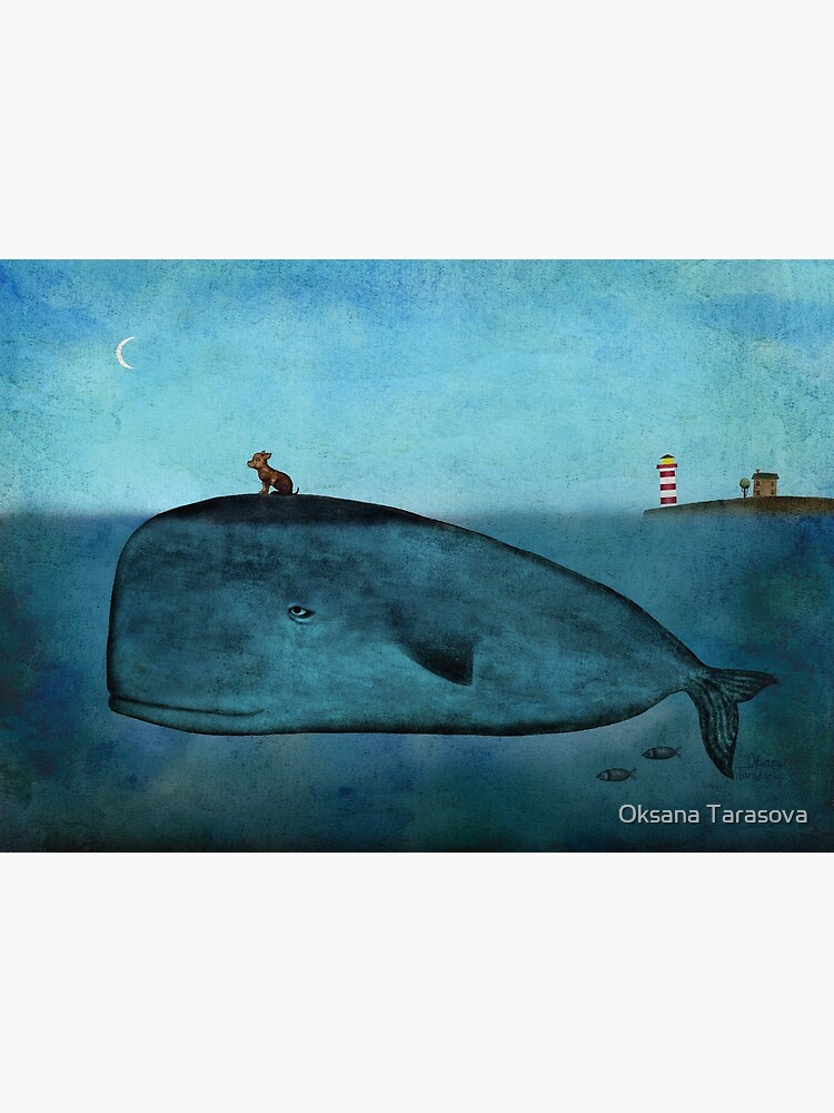 Thumbnail 3 of 3, Canvas Print, Whale and dog watercolor designed and sold by taoart.