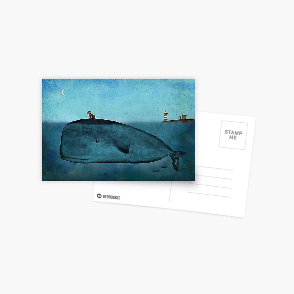 Whale and dog watercolor Postcard