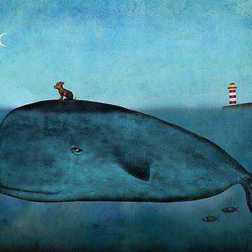 Artwork thumbnail, Whale and dog watercolor by Oksana Tarasova
