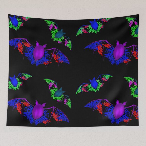 Item preview, Halloween bats and multicolored chrysanthemums designed and sold by BV-creas.