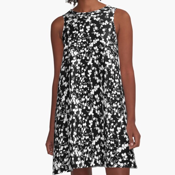 Blooming flowers in branches silhouette pattern A-Line Dress