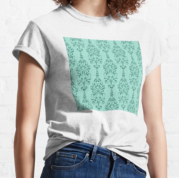 Curvy Damask - Aqua Classic T-Shirt