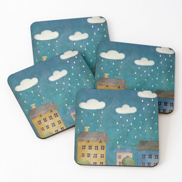 Item preview, Rain in the city watercolor illustration designed and sold by Oksana Tarasova.