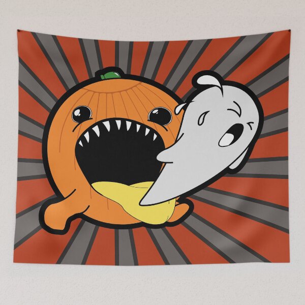 Item preview, Virtual halloween cute pumpkin eating funny ghost designed and sold by ChatterFox.