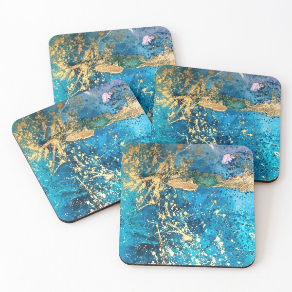 Item preview, Bright gold and turquoise abstract designed and sold by Jenie Yolland.