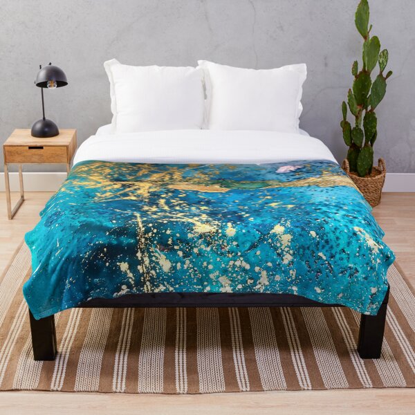 Bright gold and turquoise abstract Throw Blanket