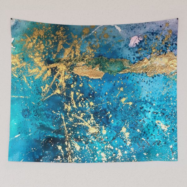 Item preview, Bright gold and turquoise abstract designed and sold by Jenie Yolland.