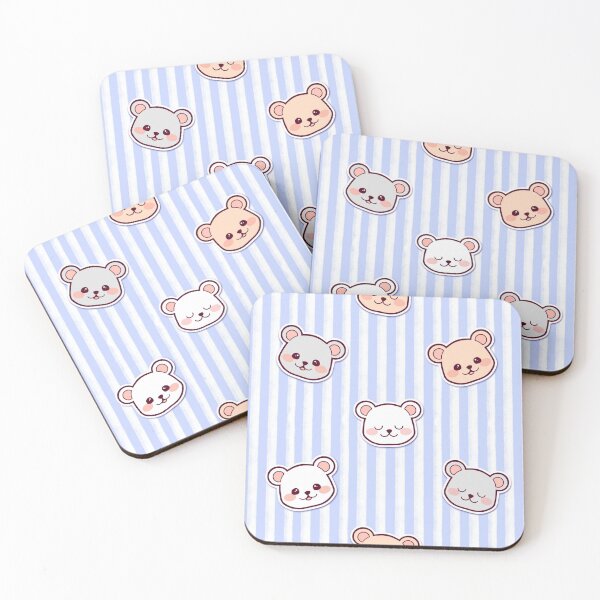 Item preview, Cute teddy bear seamless pattern - blue and white stripes designed and sold by petinmypocket.