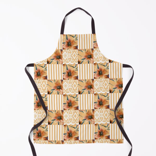 Item preview, Patchwork seamless floral orange lilly pattern texture background with stripes designed and sold by fuzzyfox.