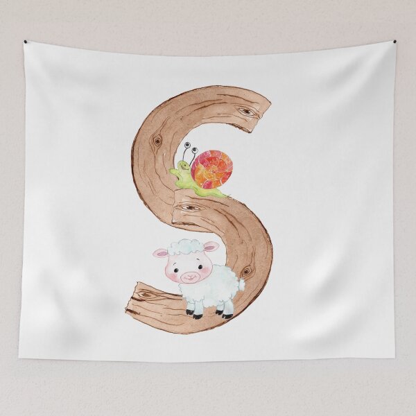 Artikelvorschau, Aquarell Schaf Schnecke Buchstabe S | Kinder Alphabet entworfen und verkauft von SerendipityNow.