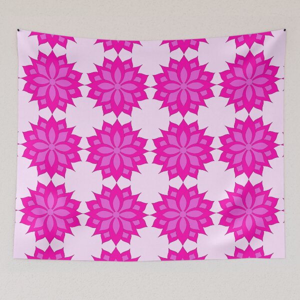 Item preview, Pink Flower and Heart Pattern in Bright Pink on Black designed and sold by CottoVerdi.