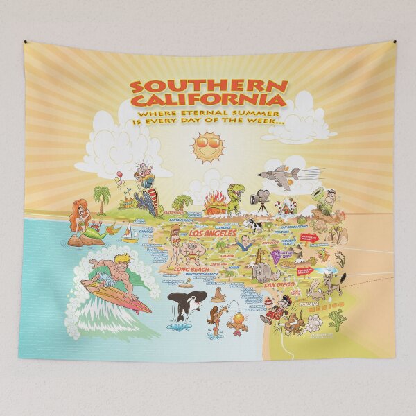 Item preview, Sunny Cartoon Map of Southern California designed and sold by Dave Stephens.