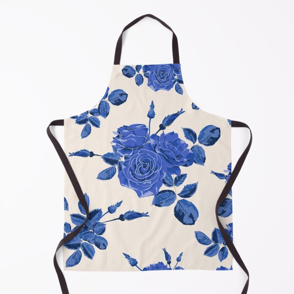Item preview, Beautiful seamless blue roses pattern on light beige designed and sold by fuzzyfox.
