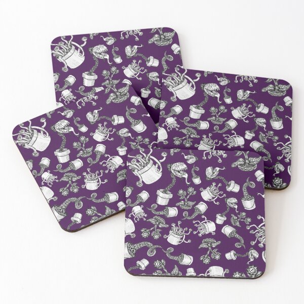 Item preview, Purple Haunted Garden Plants Pen and Ink Pattern designed and sold by Ariana Dagan.