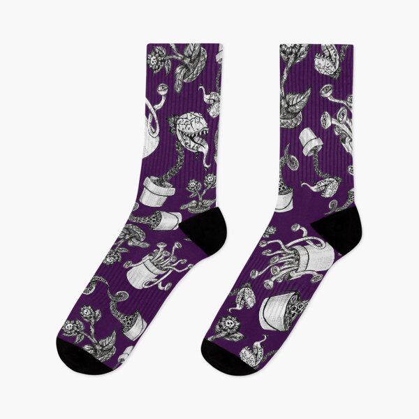 Item preview, Purple Haunted Garden Plants Pen and Ink Pattern designed and sold by Ariana Dagan.