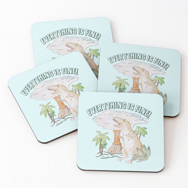Item preview, Everything is fine! Dino meltdown 2020 watercolor funny scene T-Shirt designed and sold by wanderinglaur.