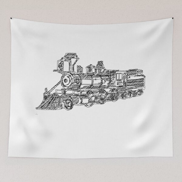 Item preview, Locomotive Tank Engine Train Black - Line Sketch designed and sold by onicon.