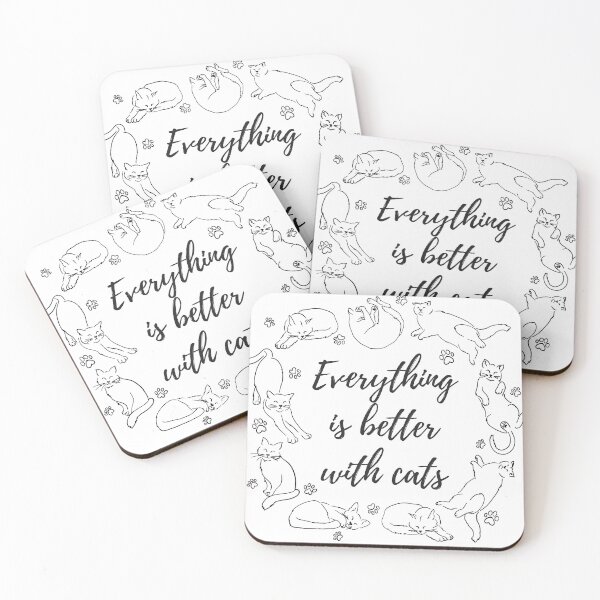 Item preview, Everything is Better with Cats - Cats Lover Line Art Pattern designed and sold by marta-maria.