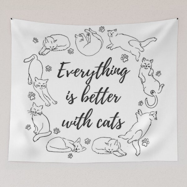 Item preview, Everything is Better with Cats - Cats Lover Line Art Pattern designed and sold by marta-maria.