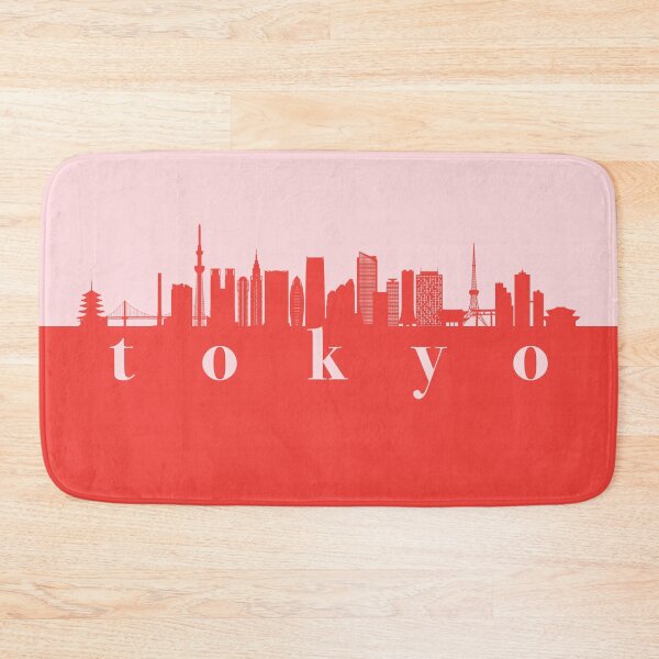 Item preview, minimalist tokyo skyline red and pink color block  designed and sold by neopop.