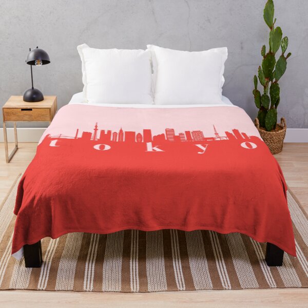 Item preview, minimalist tokyo skyline red and pink color block designed and sold by neopop.