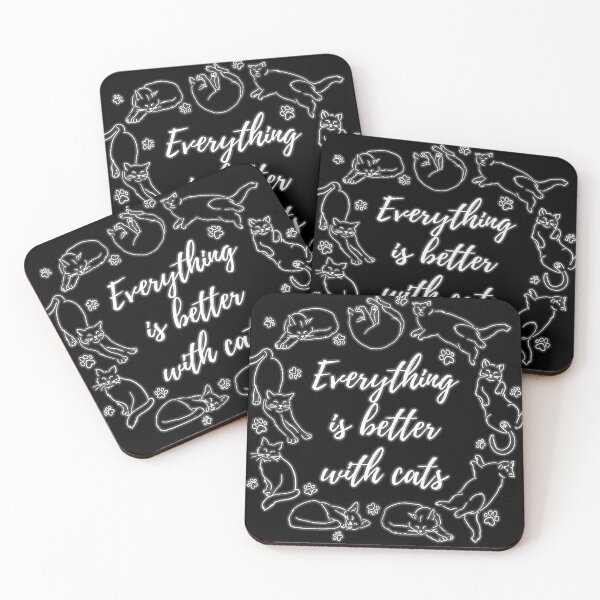 Item preview, Everything is Better with Cats - Black Cats Lover Line Art Pattern designed and sold by marta-maria.
