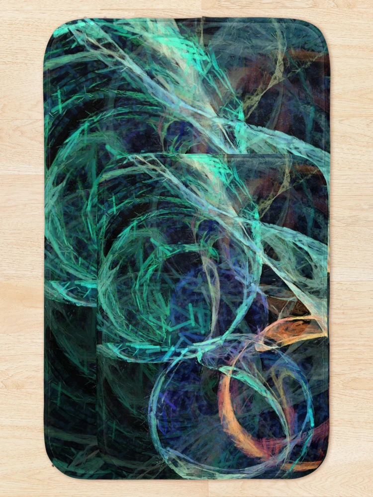 Thumbnail 5 of 6, Bath Mat, Cosmic Rings II designed and sold by Valda Hilley.