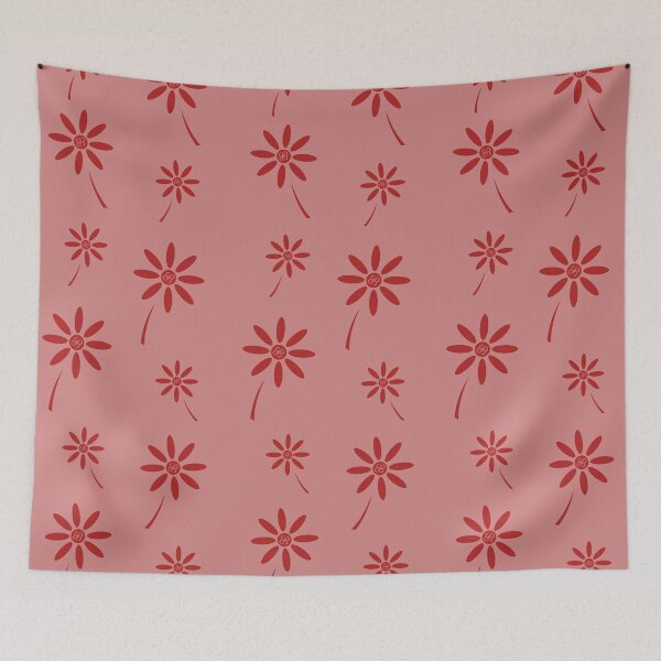 Item preview, BB Flowers Pattern Brick Red on Salmon designed and sold by ByJezie.