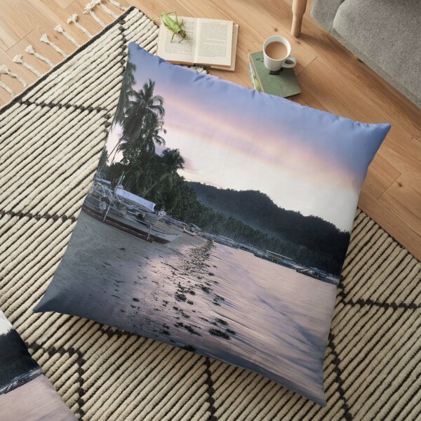 Silver Beach at Sunset Floor Pillow