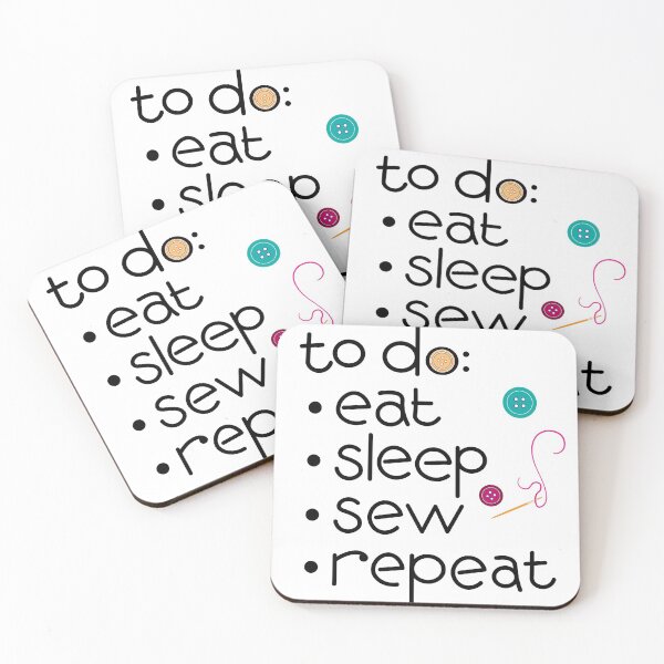 Item preview, Calling all sewists! Eat Sleep *Sew* Repeat, with Needle, Thread, Buttons icons designed and sold by Susan Marie Williams.