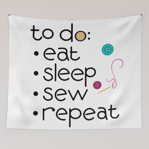 Item preview, Calling all sewists! Eat Sleep *Sew* Repeat, with Needle, Thread, Buttons icons designed and sold by Susan Marie Williams.
