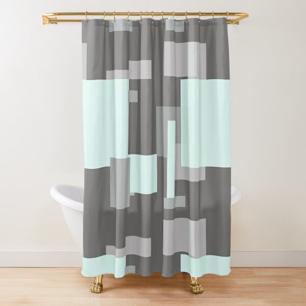 Mint Minimalism with Charcoal  Shower Curtain