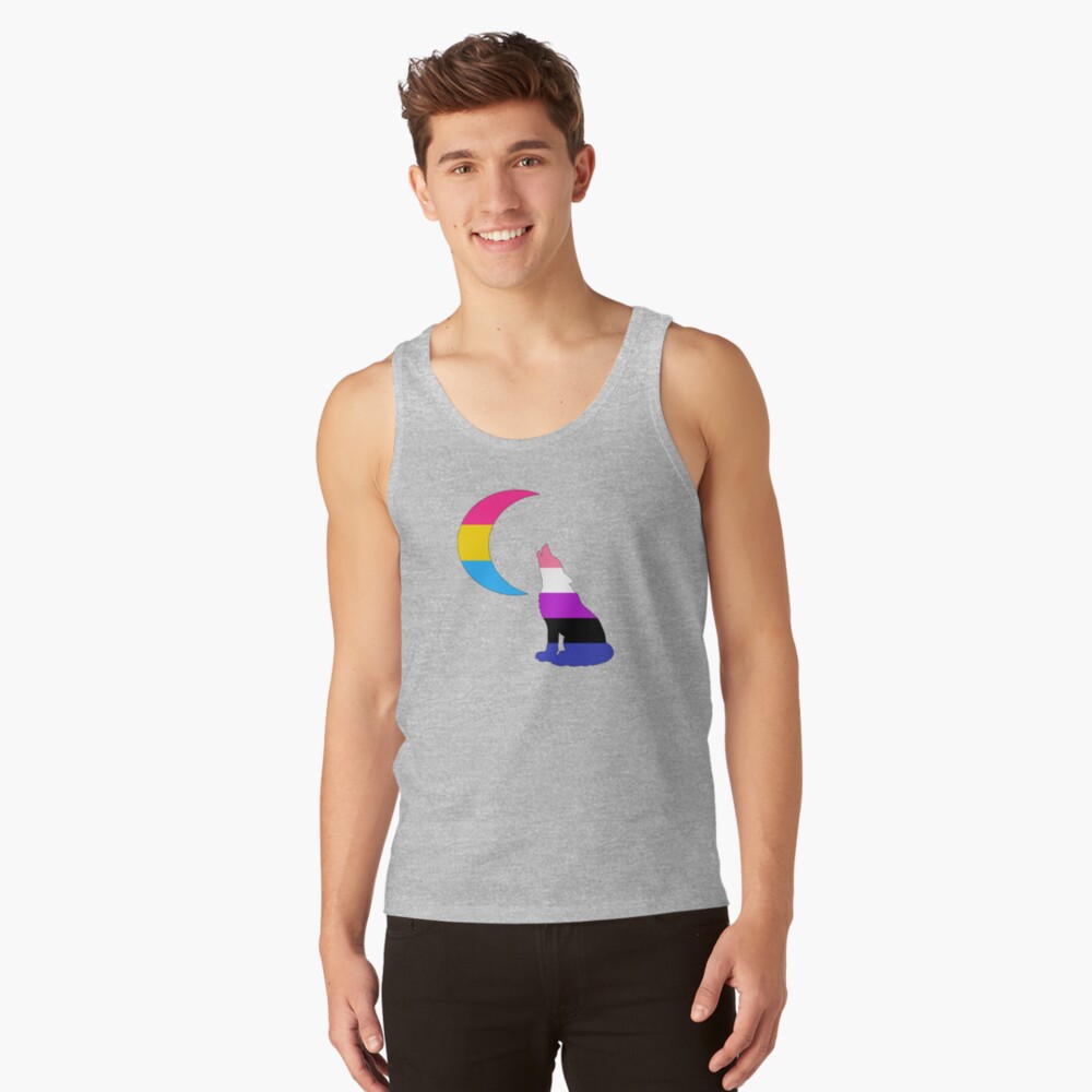 "Genderfluid Pansexual Wolf & Moon" Tank Top by ...