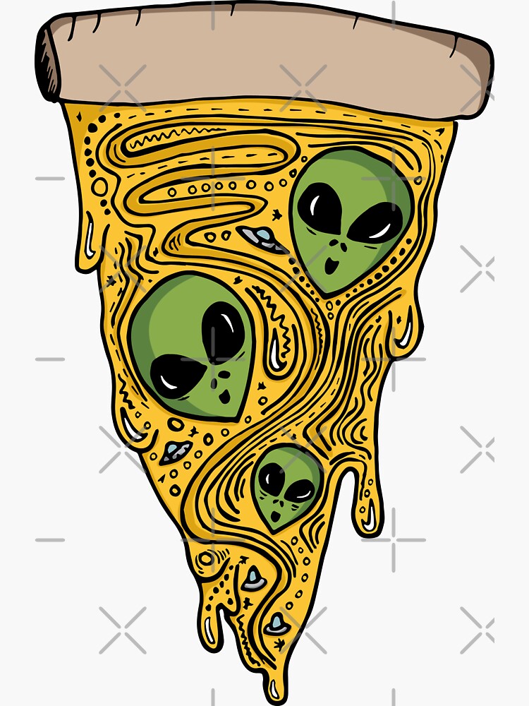 "Alien Pizza" Sticker by teejayseadub Redbubble