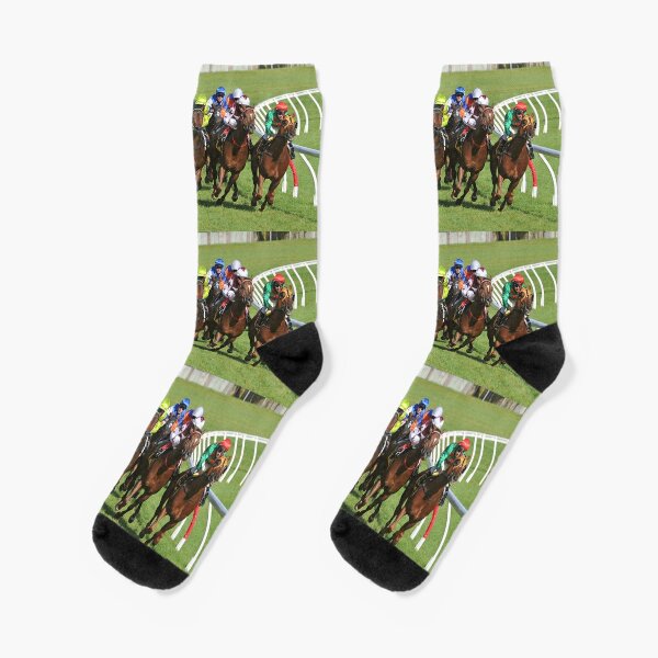  Watercolor Horses Horseshoe Print Casual Crew Socks