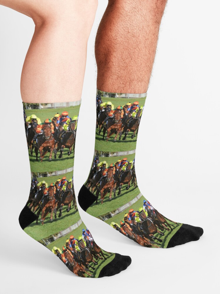 "Horse racing action" Socks by quentinjlang Redbubble