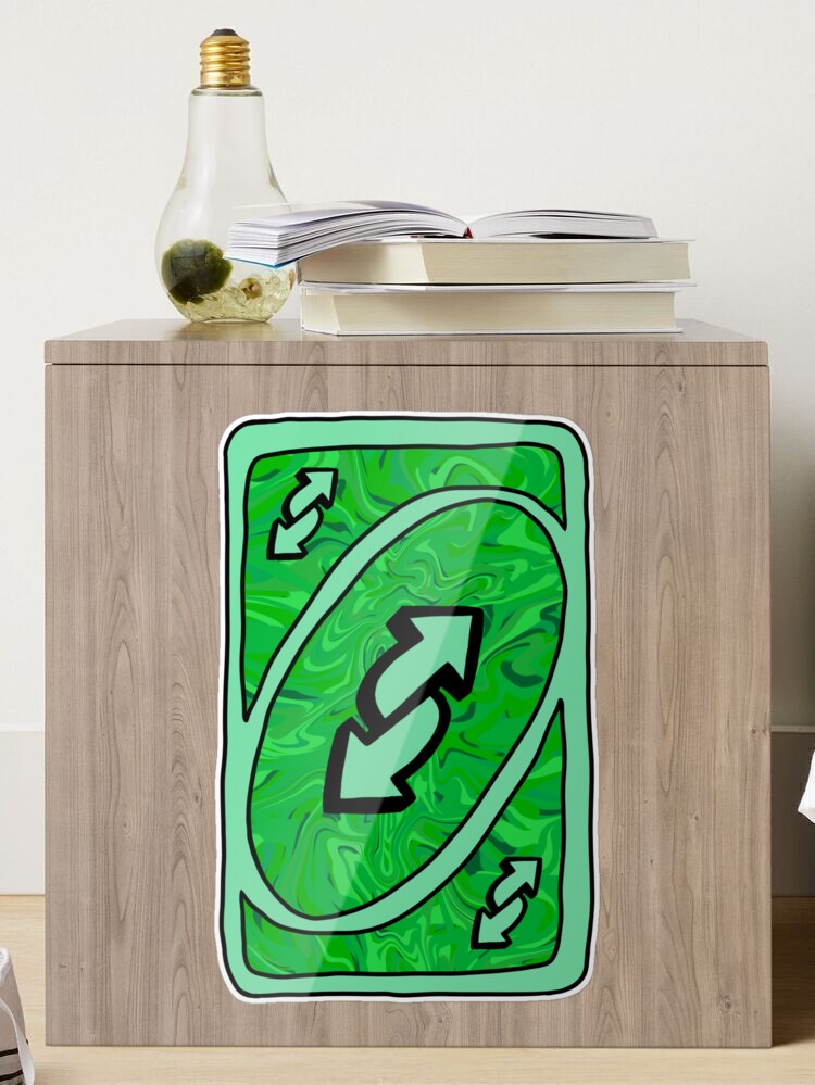 Trippy green Uno reverse card Sticker for Sale by Shred-Lettuce