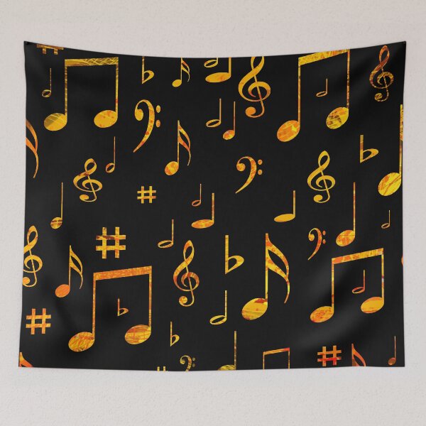 Item preview,  Musical Notes Pattern Design in Gold on Black designed and sold by NancyMerkle.