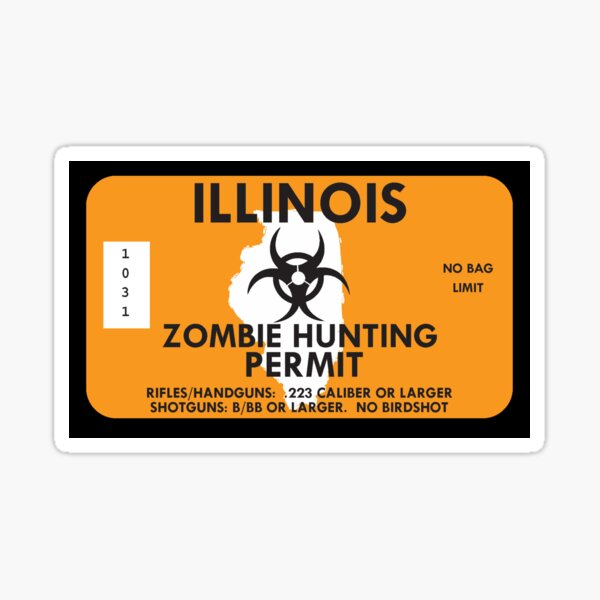 United States Zombie Hunting Permit decal yellow red biohazard sticker 