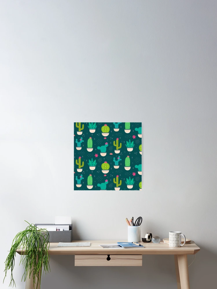 Thumbnail 2 of 3, Poster, Cacti Colorful Pattern designed and sold by RheanaDesigns.