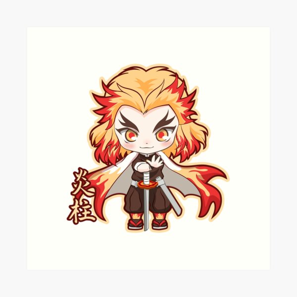 Chibi Cute Kyojuro Rengoku Hashira Kimetsu No Yaiba Art Print By Loshimizu Redbubble