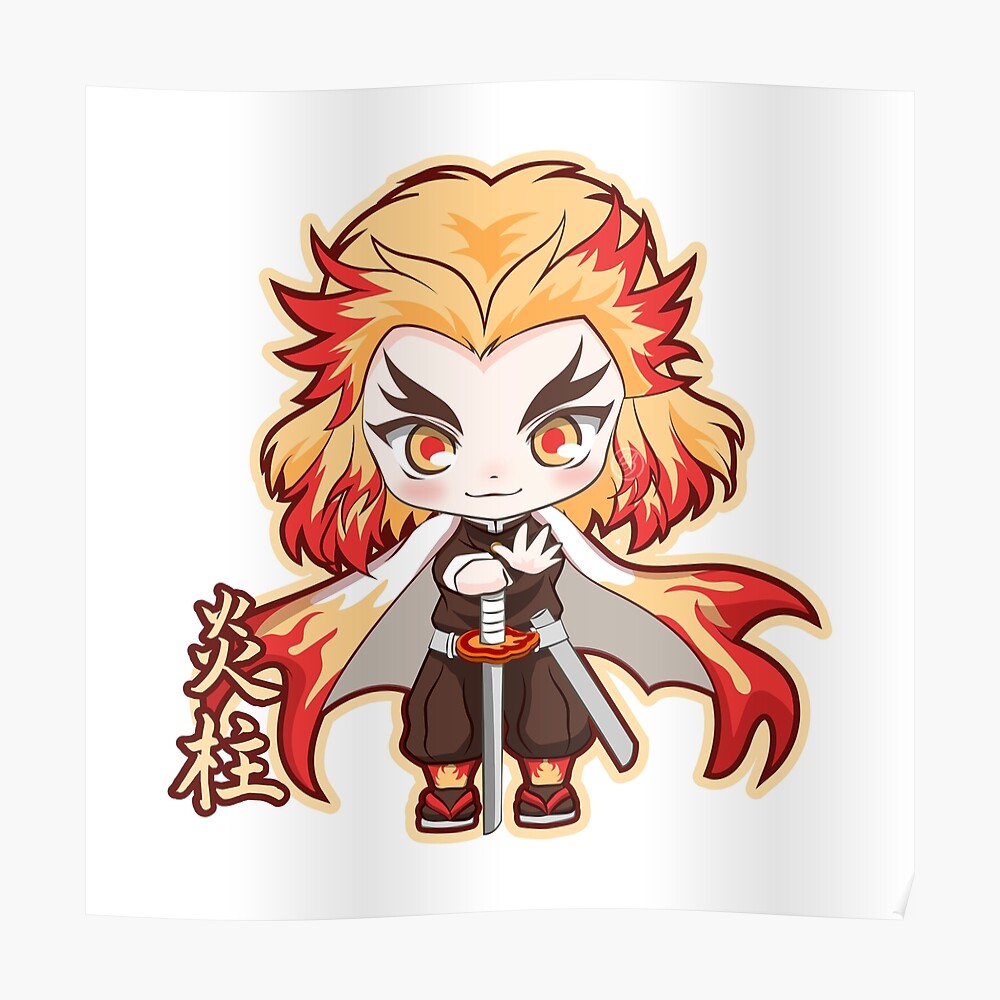 Chibi Cute Kyojuro Rengoku Hashira Kimetsu No Yaiba Sticker By Loshimizu Redbubble