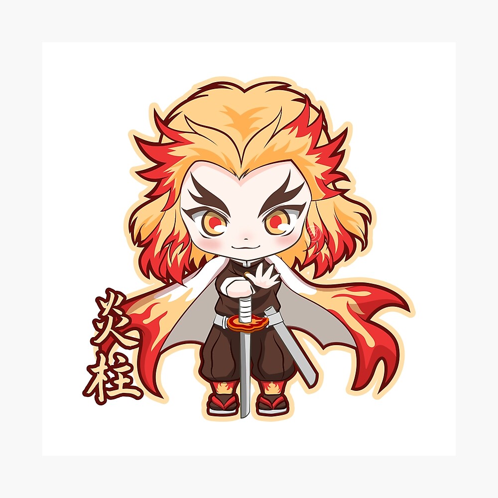 Chibi Cute Kyojuro Rengoku Hashira Kimetsu No Yaiba Poster By Loshimizu Redbubble