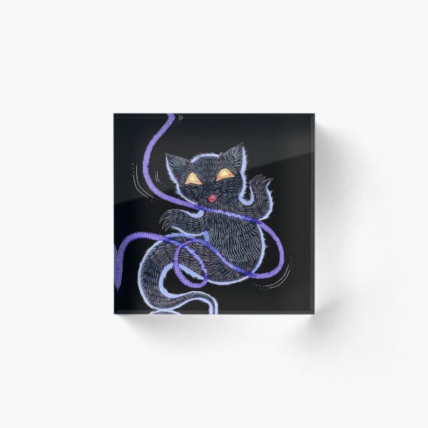 Feline Apparition: Yarn Possession Acrylic Block