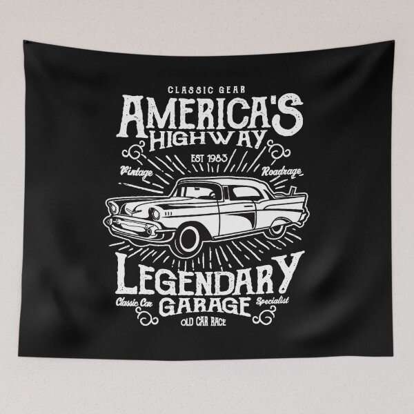 Item preview, America's highway, legendary garage - Awesome vintage car lover Gift designed and sold by Teenation9.