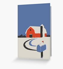 Colorful Barn and Silo Peaceful Winter Scene Greeting Card