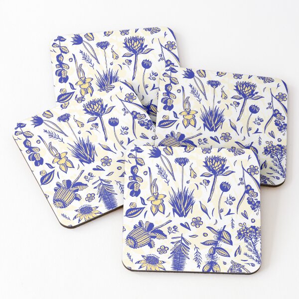 Item preview, Australian Flower Sketches Blue designed and sold by SakuraSkies.