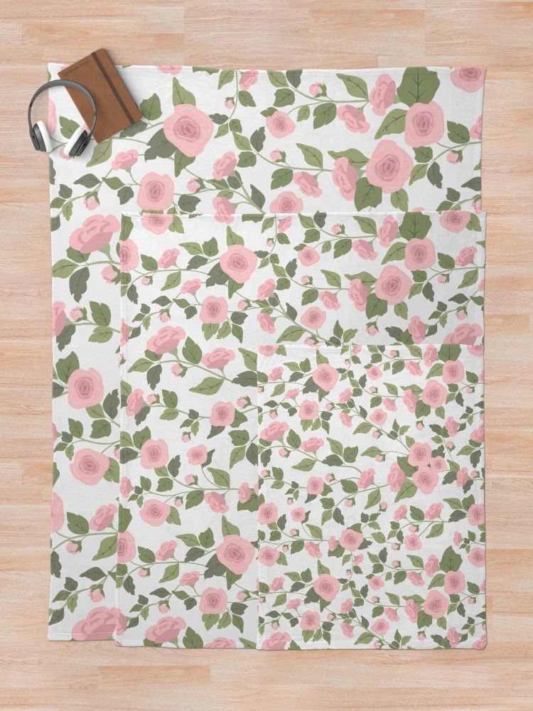 Thumbnail 5 of 6, Throw Blanket, Pink Rambling Roses designed and sold by junkydotcom.